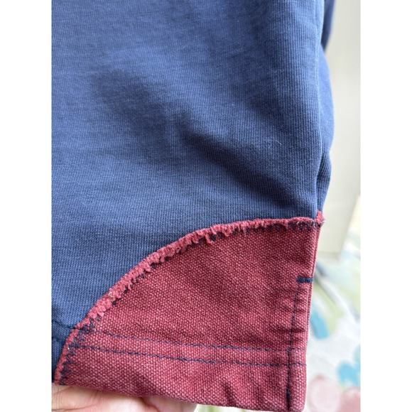 Orvis Men's Duffle Shawl Collar Heavy Rugby Sweatshirt L Large‎ Navy Blue Maroon - Picture 5 of 10